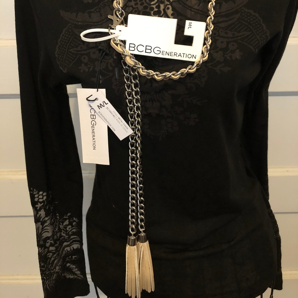 BCBGeneration Sand chain metal tassels M/L belt - Picture 5 of 8